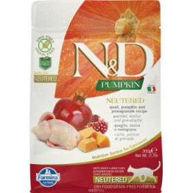 Farmina N&D Cat GF Pumpkin Neutered Quail корм для стерилизованных кошек и кастрированных котов. Перепел, тыква, гранат